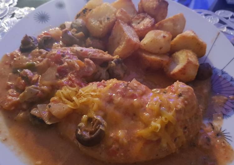 My Slow cooked chicken Breasts and Button Mushrooms,π