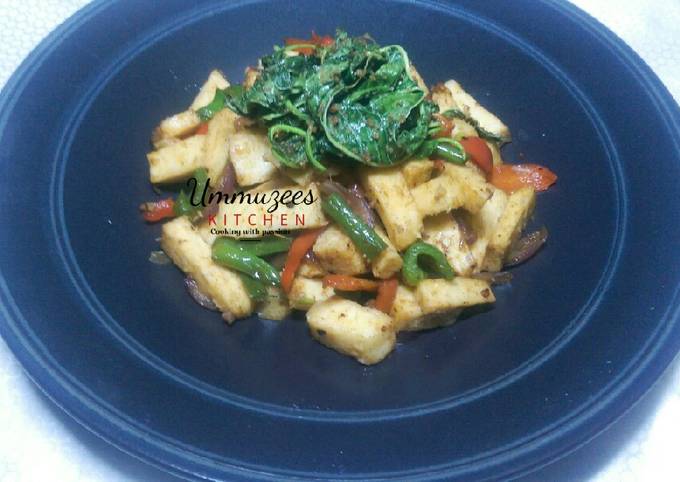 Easiest Way to Prepare Perfect Stir fry yam top with spinach