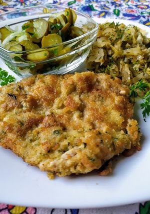 Zdjęcie przepisu Kotlet schabowy w marynacie z dodatkiem majonezu.
