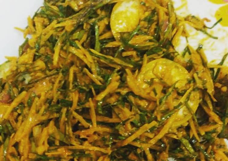 Step-by-Step Guide to Prepare Any-night-of-the-week Abacha with ukazi leaves and prawn | Easy Recipe For Beginner