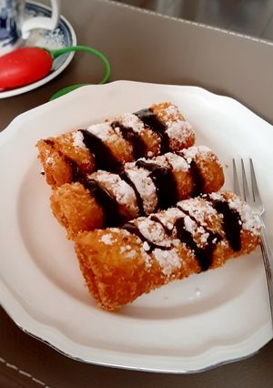 Foto resep Roti gulung goreng isi pisang