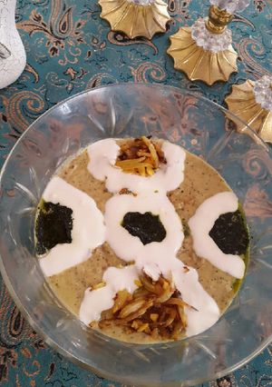 عکسی از دستور حلیم بادنجون با گوشت بوقلمون