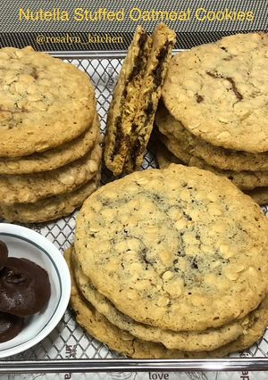 A picture of Nutella Stuffed Oatmeal Cookies.