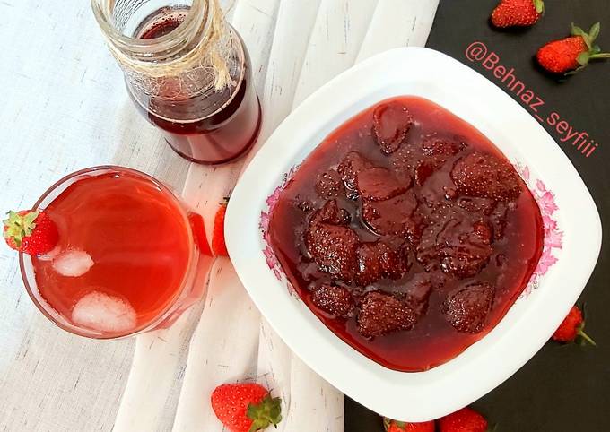 طرز تهیه مربا و شربت توت فرنگی 🍓 ساده و خوشمزه توسط Ashpazi Ba Behnaz