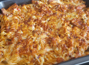 A picture of Creamy Smokey BBQ Fajita Pasta Bake.