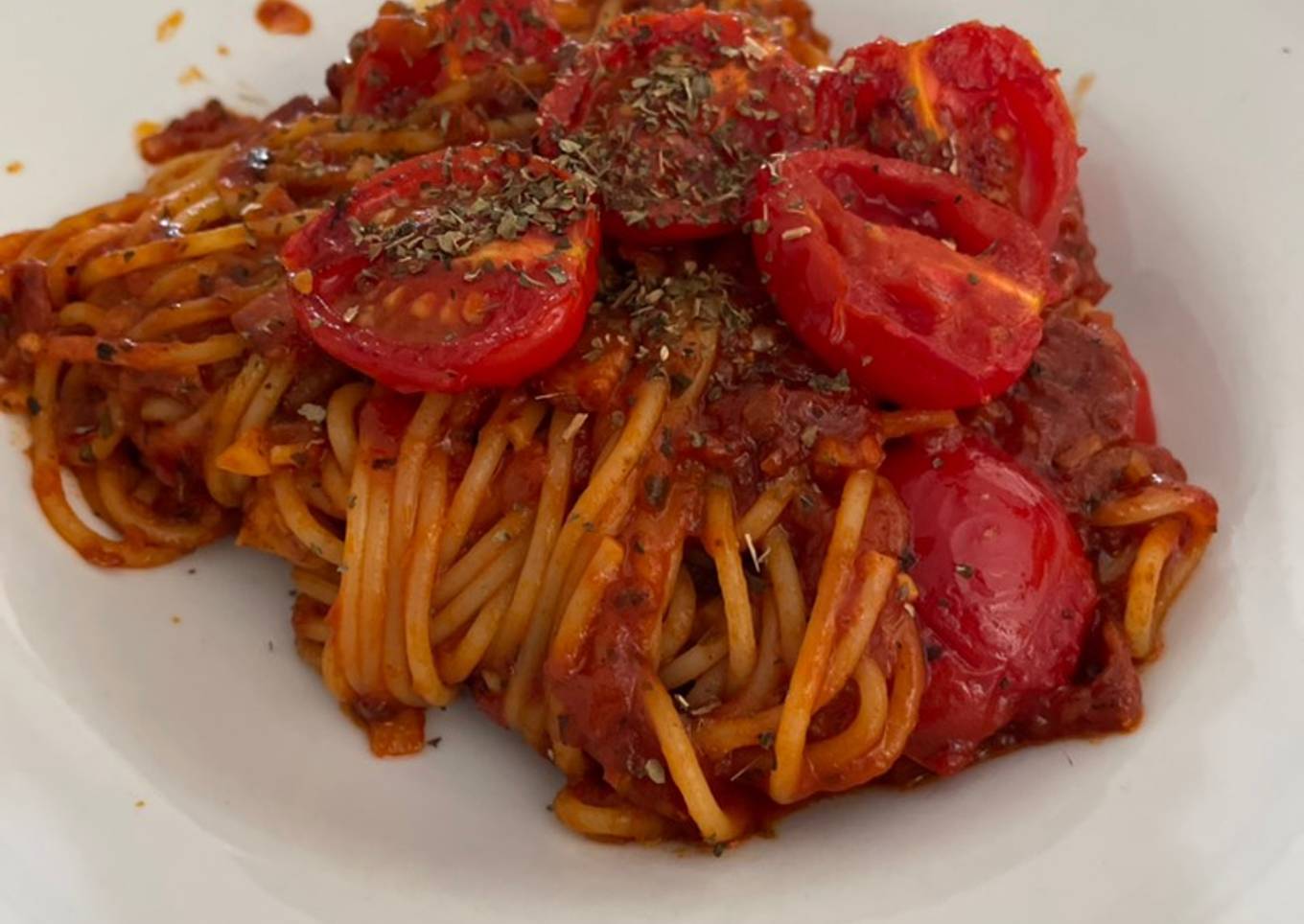Pasta Pomodoro with bacon