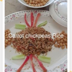 A picture of Carrot 🥕 chickpeas Rice.