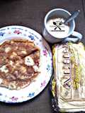 Tea and bread with fried egg