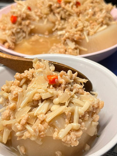 辣炒素肉碎配白蘿蔔排 (素食) 的食譜成品照片