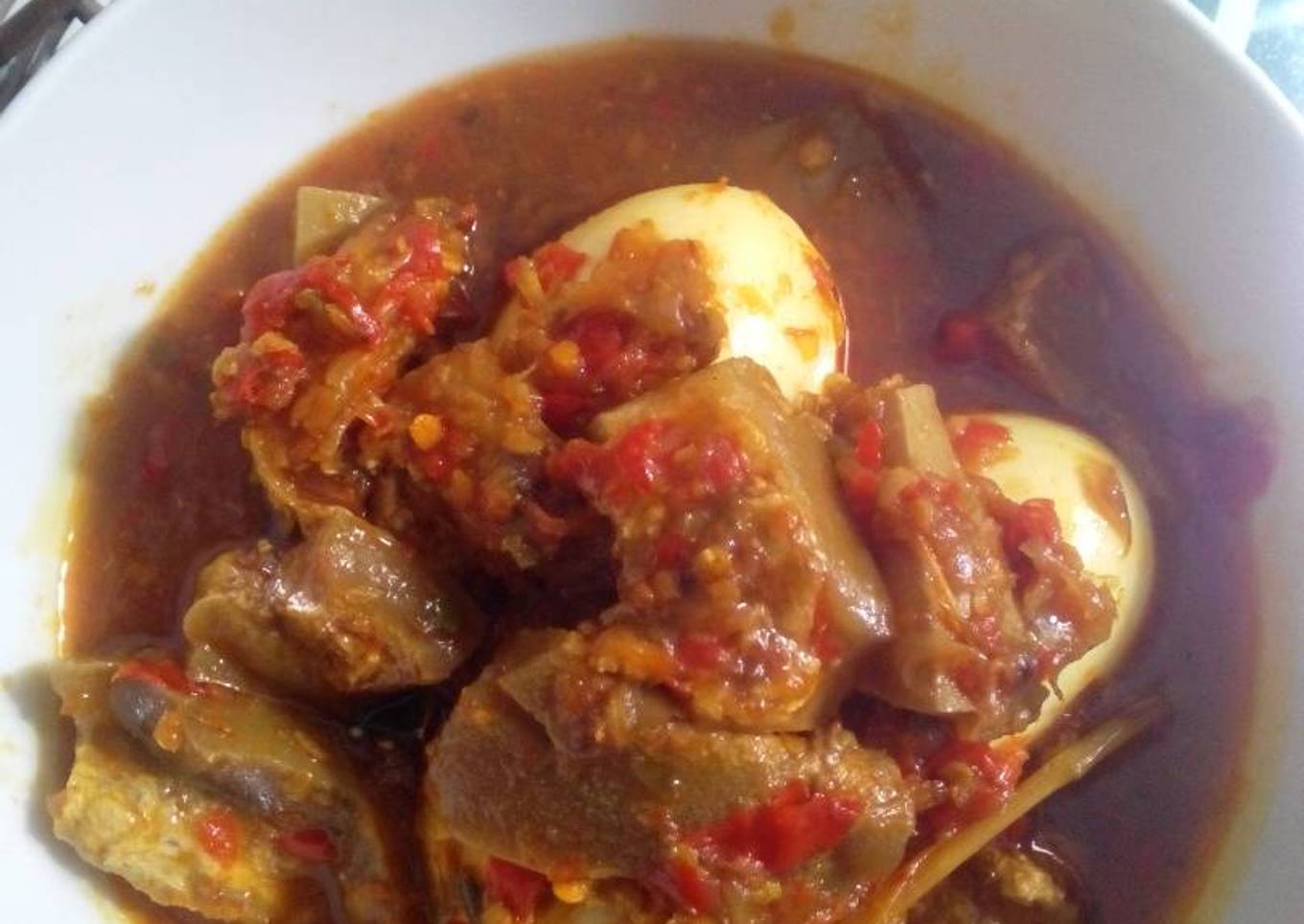 Gulai kikil telor rebus (tanpa santan)