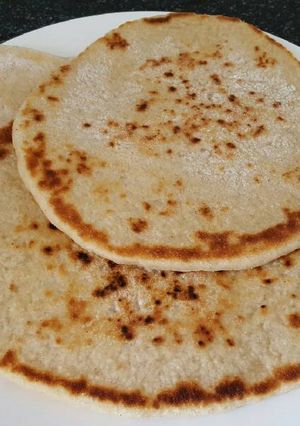 A picture of Sourdough Flat bread baked in the pan.
