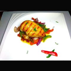 A picture of Pan Grilled Chicken and Sauce.