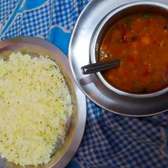Jeera Rice with chana masala A picture of Jeera Rice with chana masala.