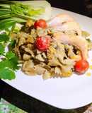 Farfalle con Verduras y Langostinos al Curry - One pot Pasta -