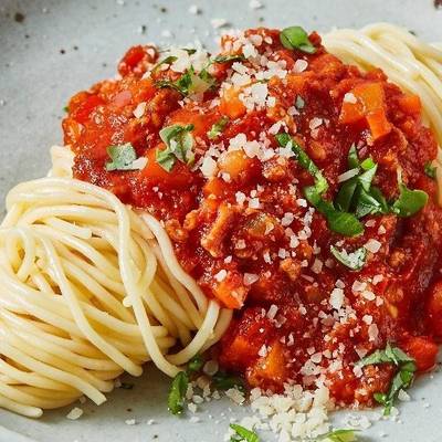 Resep Resep Spaghetti Bolognese Vegetarian Dengan Oncom Oleh Kaldu Alania Cookpad