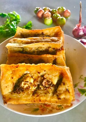 Hình của món Tàu hủ muối sả ớt chiên.