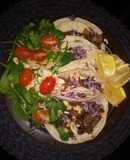 Tacos de Bistek al Pesto con Almendras y Espinacas