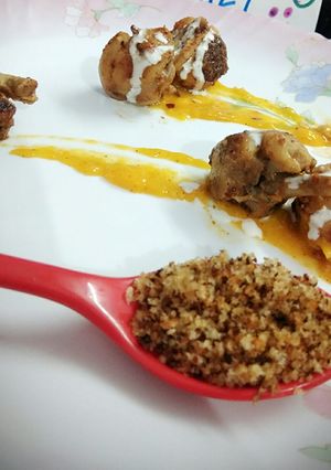 A picture of Afgani Chicken with Mango Sauce.