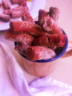 A picture of Red Velvet Spanish Churros.