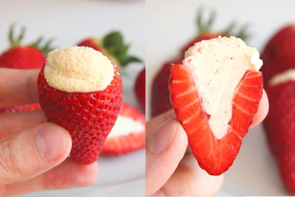 Krémsajttal töltött eper recept recept fotó