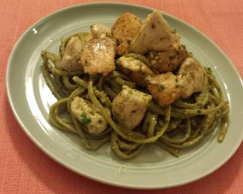 How To Serving Recipe SalmonChicken with Pesto Fettuccine Delicious Simple