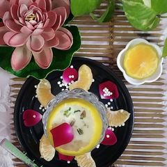 A picture of Orange flavor Sago pearl pudding.