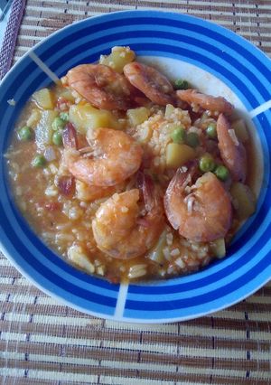 Una foto de Sopa colorada de papas