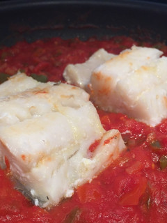 Una foto de Bacalao con sanfaina