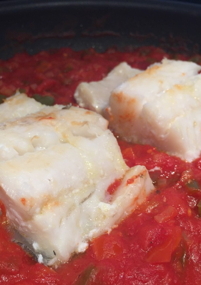 Una foto de Bacalao con sanfaina