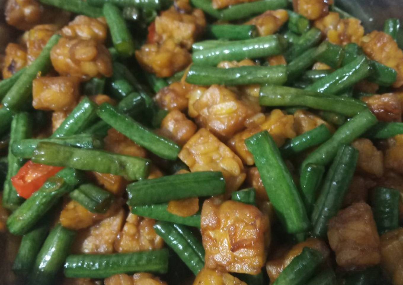 Tumis kacang panjang tempe kecap
