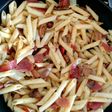 Macarrones con jamón y champiñones