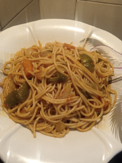 A picture of Palmoil spaghetti jallof.