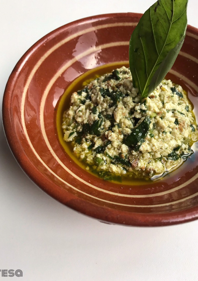 Una foto de Pesto "Palmerita Café", de pistachos, albahaca🌿 y tofu ahumado