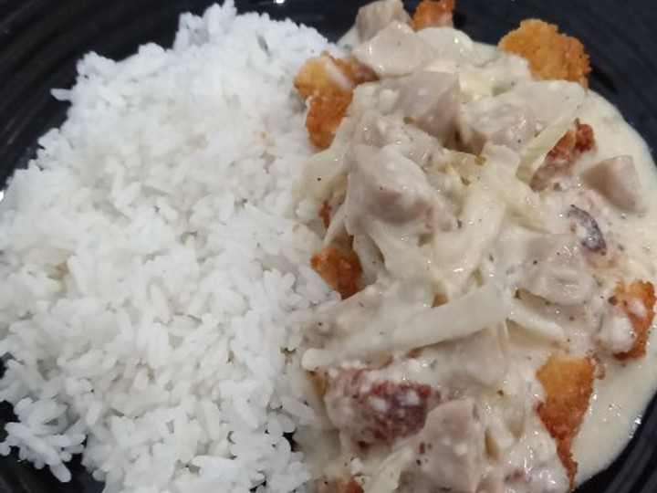 Langkah Mudah untuk Menyiapkan Chicken Katsu Rice Carbonara yang Sempurna