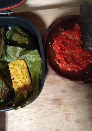 Foto resep Pepes telur + sambel rebus