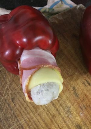 Una foto de Morrones rellenos a la parrilla