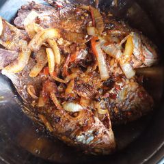 A picture of Deep fried Tilapia fish.