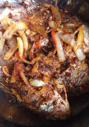 A picture of Deep fried Tilapia fish.