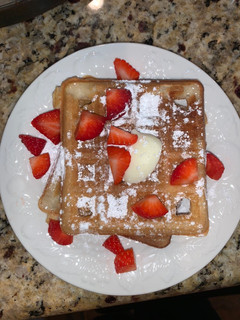 A picture of Waffles with Strawberries.