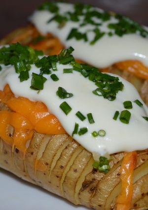 Una foto de Papas hasselback