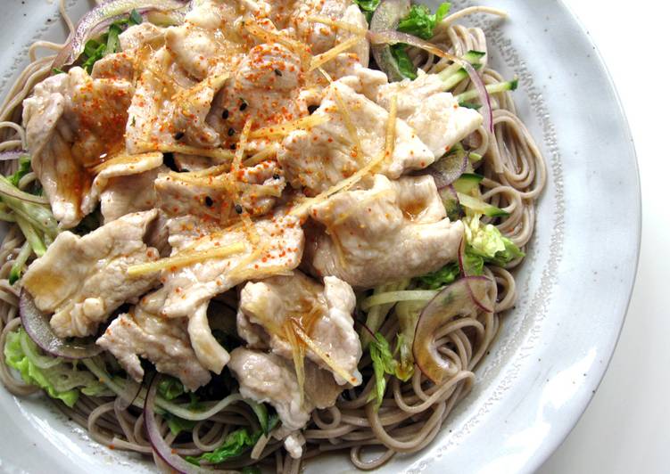 Recipe of Perfect Soba &amp; Pork Salad With ‘Mentsuyu’ Sauce
