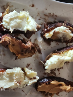 A picture of Peanut Butter and cream Filled Dates.
