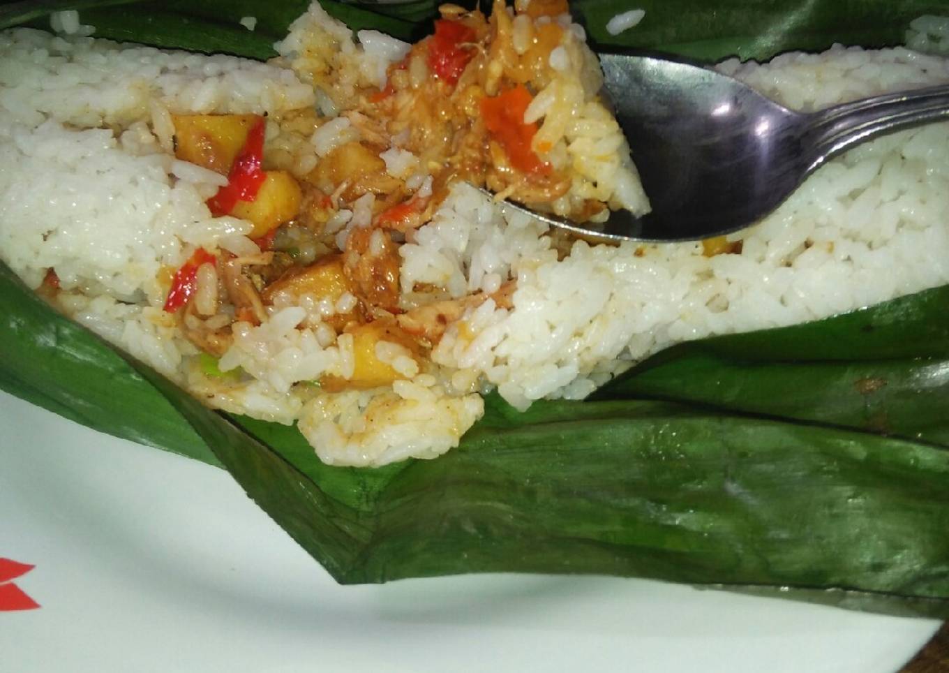 51. Nasi Bakar Ayam Kentang Pedas