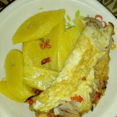 Boiled Plantain and Scrambled Egg A picture of Boiled Plantain and Scrambled Egg.