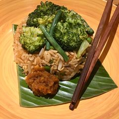 Green Veggie Sambal rice A picture of Green Veggie Sambal rice.