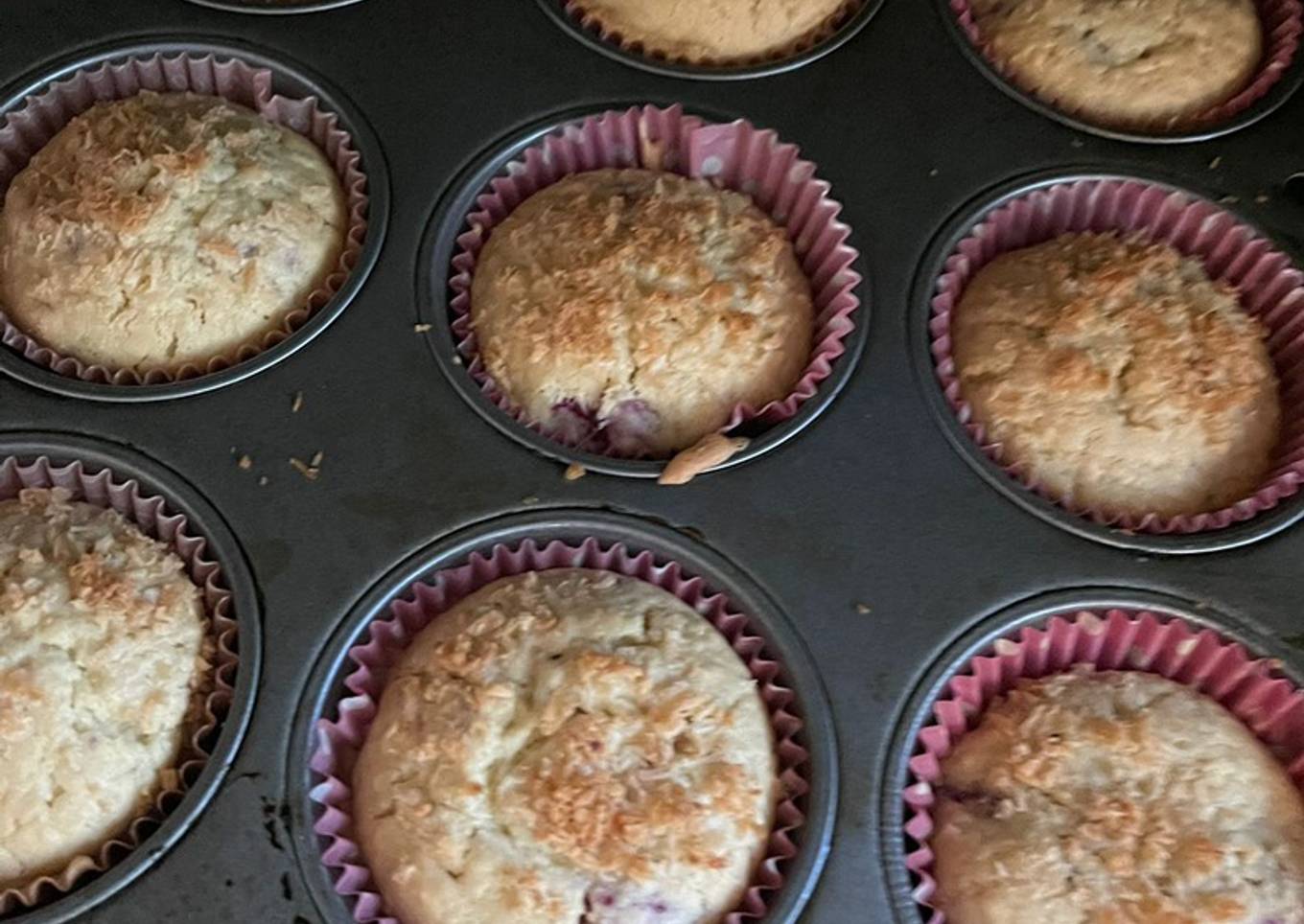 Muffins sin gluten de frambuesas y coco Thermomix