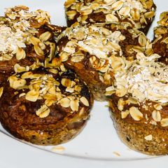 A picture of Barley Flour Peach Muffins (Vegetarian, Egg-Free, fireless, diabetes friendly).