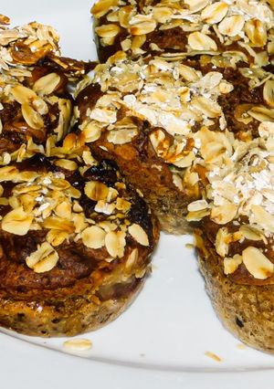 A picture of Barley Flour Peach Muffins (Vegetarian, Egg-Free, fireless, diabetes friendly).