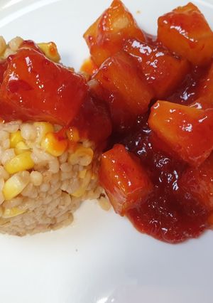 Tüzes édes-savanyú ananász recept fotója