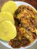 Yam and garden egg sauce